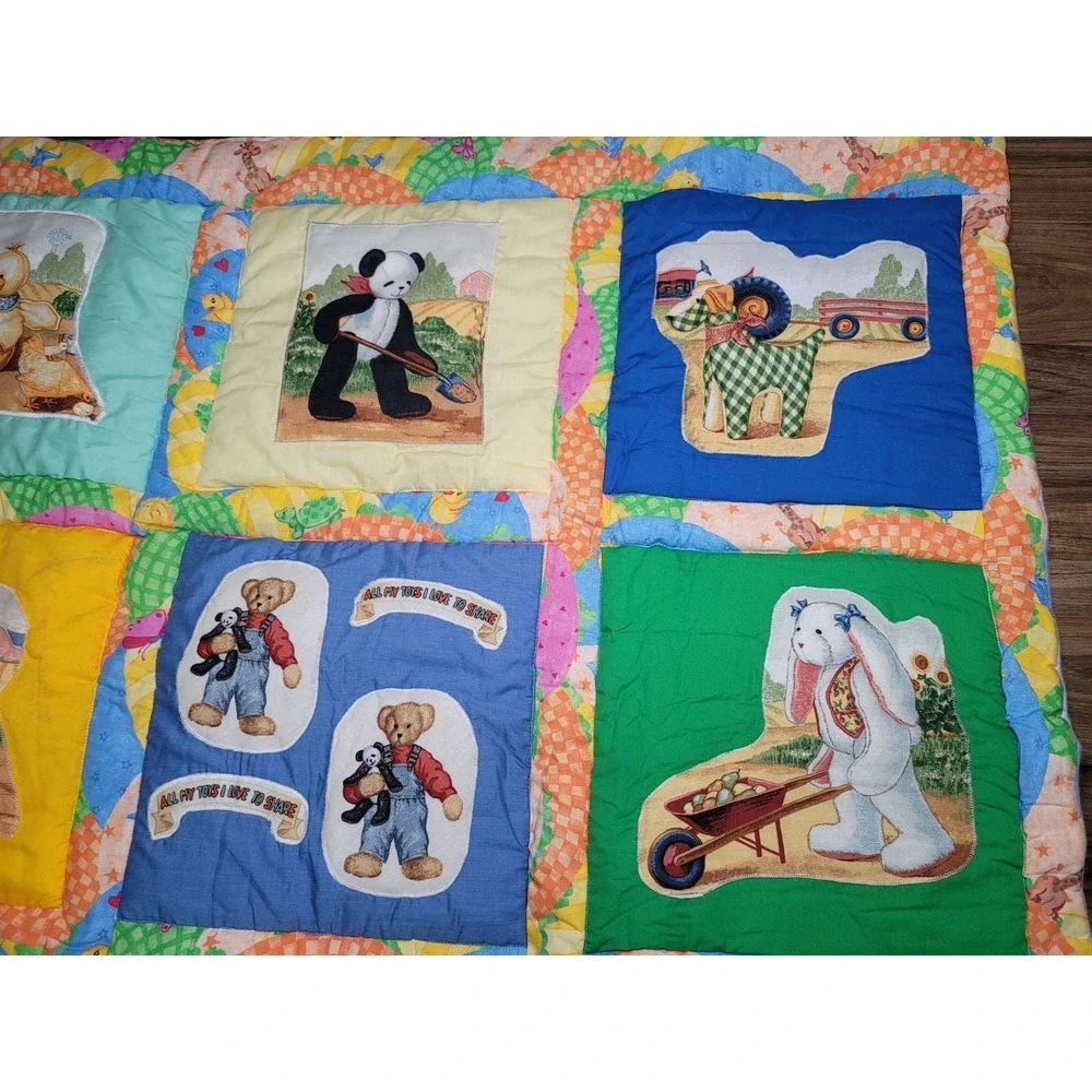 Custom Quilted Reversible Baby Blanket Farm Animals